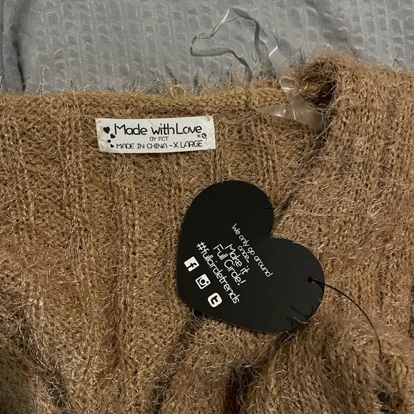 💗GET 20% OFF💗 NWT Tilly’s FULL CIRCLE TRENDS Tie Front Womens Cardigan Tan - Picture 3 of 7